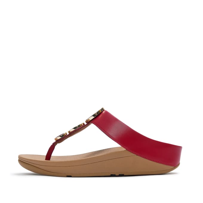 FitFlop Halo Bead-Circle Metallic Toe-Post Sandals Dames Slippers - Burnt Berry