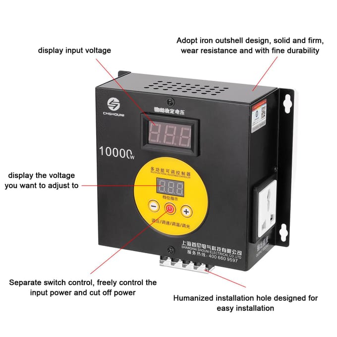 10000W huishoudelijke compacte variabele spanningsregelaar draagbare snelheid temperatuur licht spanning EU Plug veelkleurig