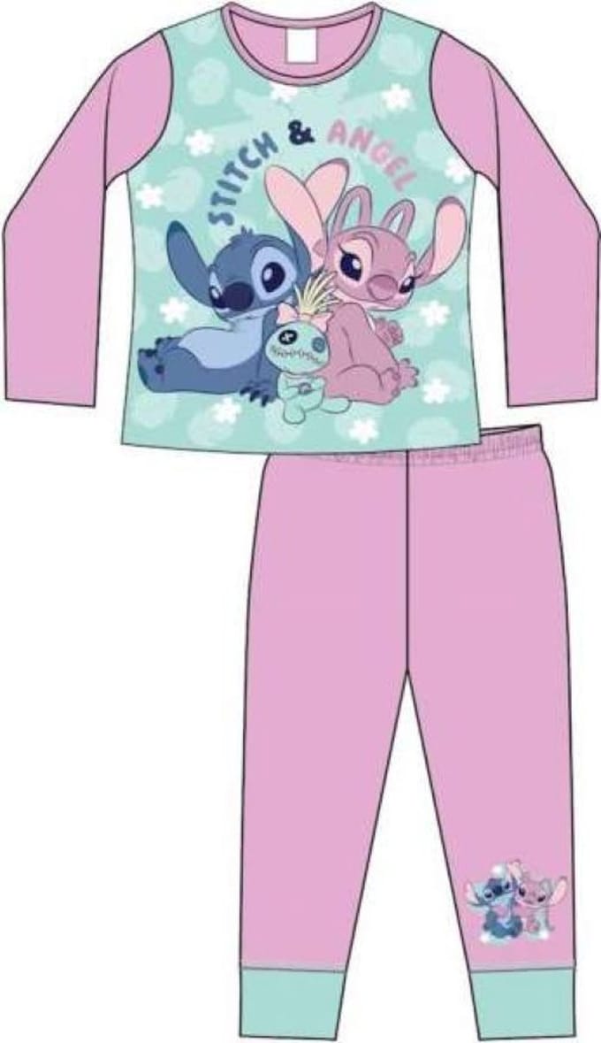 Lilo en Stitch - Pyjama - Maat 110/116 - Roze - Stitch & Angel - Kinderpyjama