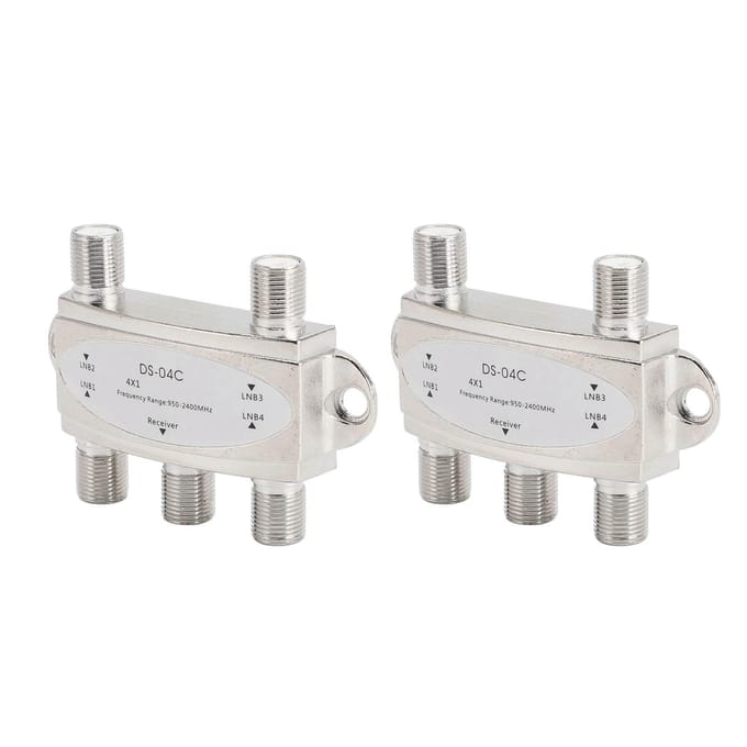 2PCS Commutateur DiSEqC 4x1 4 entrées 1 sortie 950 à 2400MHz DiSEqC 1.0 2.0 Répartiteur de signal satellite