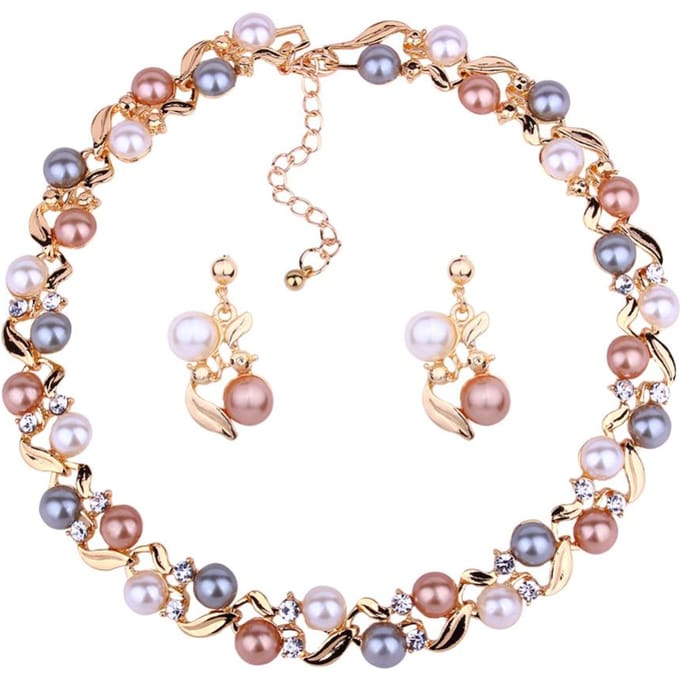 Elegante Strass Oorbellen Feest Ketting Oor Nep Set Dames Sieraden goud