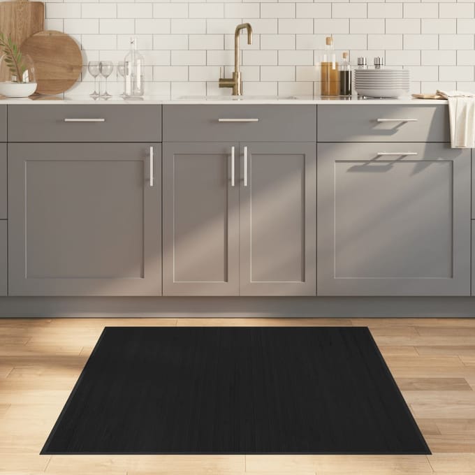 vidaXL - Vloerkleed - vierkant - 100x100 - cm - bamboe - zwart