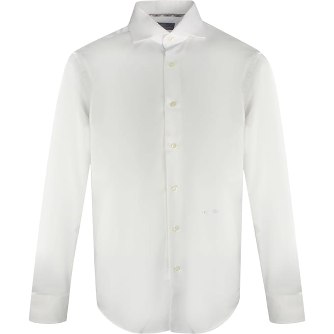Aquascutum effen wit overhemd met logo en lange mouwen