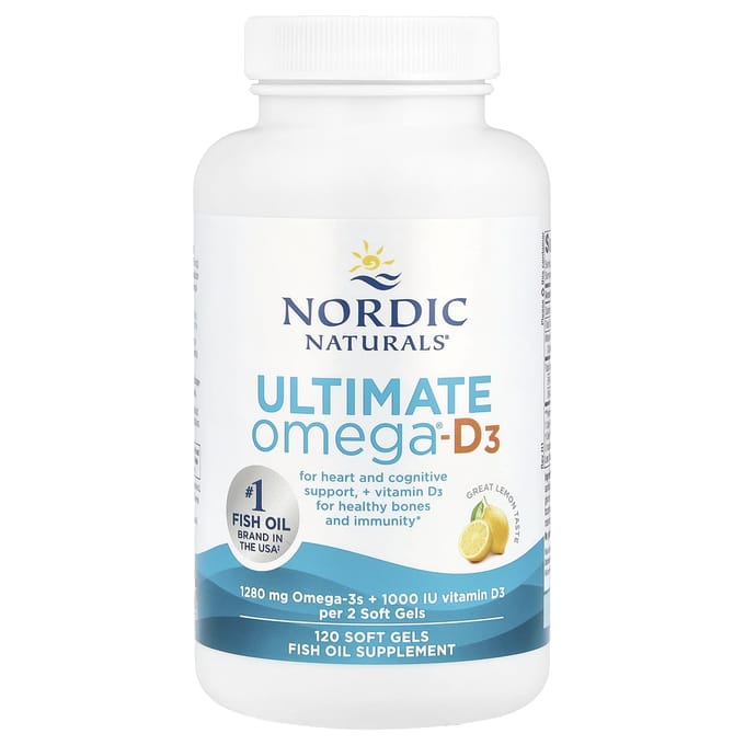 Nordic Naturals, Ultimate Omega®-D3, Saveur Citron, 120 Capsules Molles