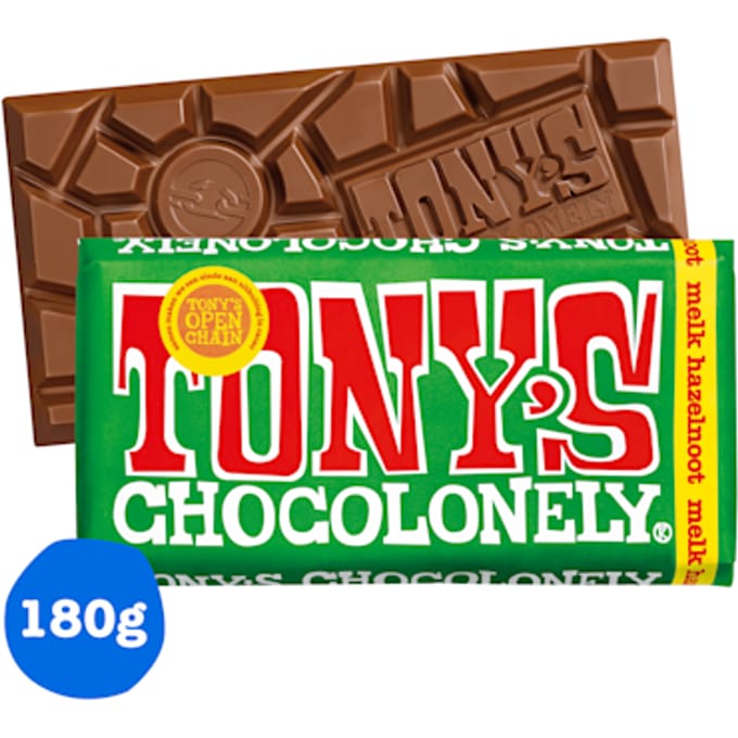 Tony's Chocolonely Melk Hazelnoot Chocolade Reep - 180 gram