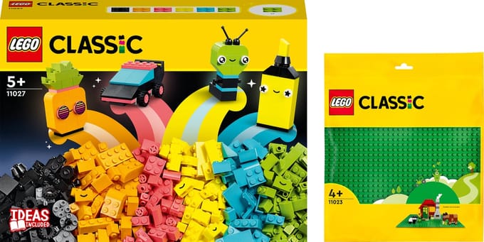 LEGO 66745 Classic 2 in 1 Pakket - Creatief Spelen met Neon en Groene Bouwplaat - Set