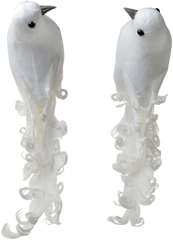 Clayre & Eef Decoratie Vogels 19x9x10 cm Wit Kunststof