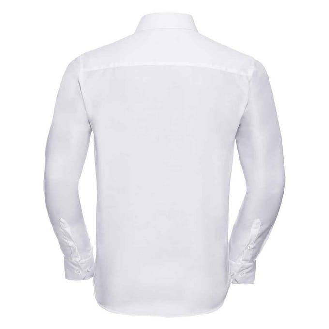 Russell Collection Heren Ultimate Getailleerd Overhemd met Lange Mouwen (Wit)
