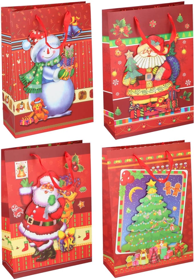 Luxe 3D geschenktassen kerst 4 stuks