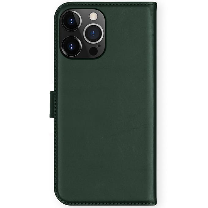 Selencia Hoesje - Geschikt voor Apple iPhone 13 Pro - Echt Lederen Bookcase - Groen