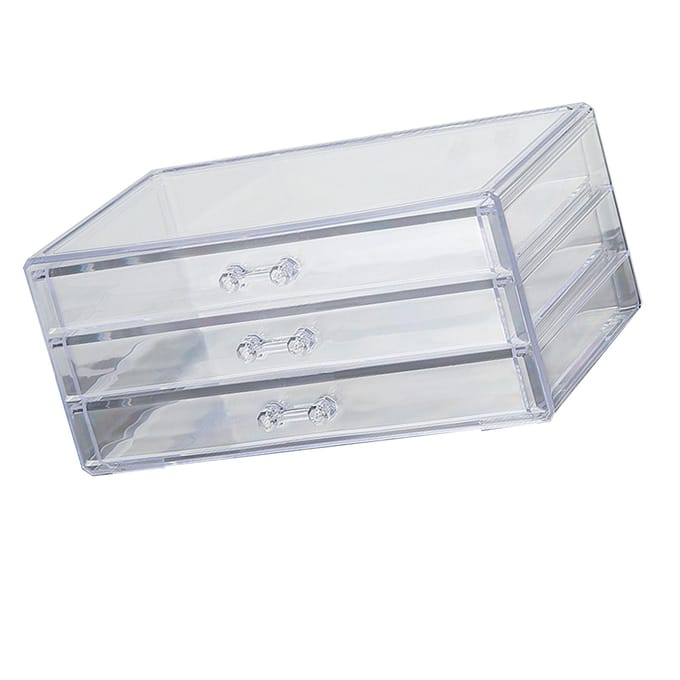 Acryl Make-up Organizer Multifunctioneel Grote Capaciteit Transparante Lade Opbergdoos voor Kaptafel Badkamer white