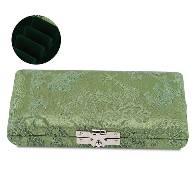 Houten Zijden Doek Omslag Riet Etui Houder Opbergdoos voor 3 stuks Hobo Riet beige