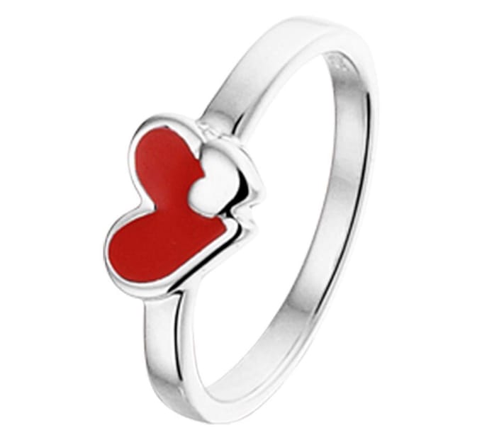The Kids Jewelry Collection Ring Hartjes - Zilver