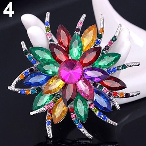 Bruiloft Bruids Grote Bloem Glanzende Strass Dame Sjaal Broche Pin Sieraden Decor paars
