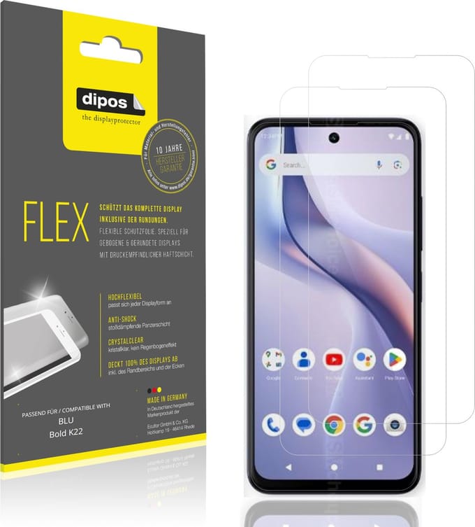 dipos – 2x Beschermfolie geschikt voor BLU Bold K22 | 3D Full Cover Screenprotector | 100% Passend