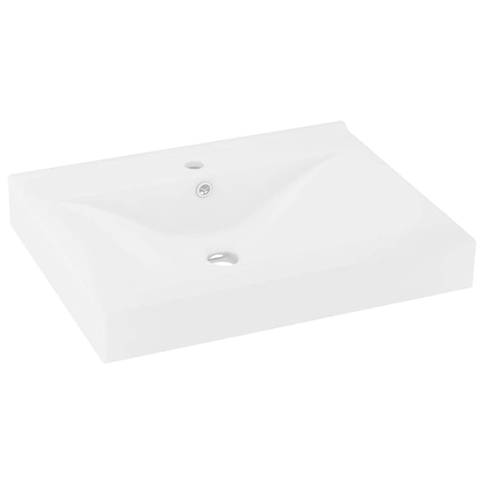 vidaXL - Wastafel - met - kraangat - 60x46 - cm - keramiek - matwit