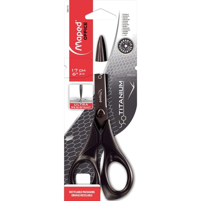 EXPERT TITANIUM schaar 17 cm - symmetrisch - op 'test mij' blisterkaart