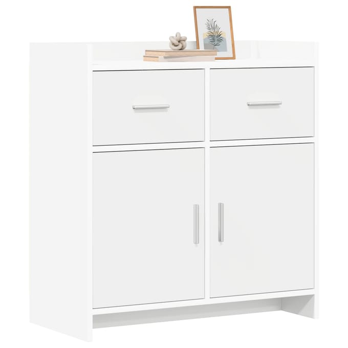 vidaXL - Dressoir - Wit - 75 - x - 36 - x - 80 - cm - Bewerkt - hout