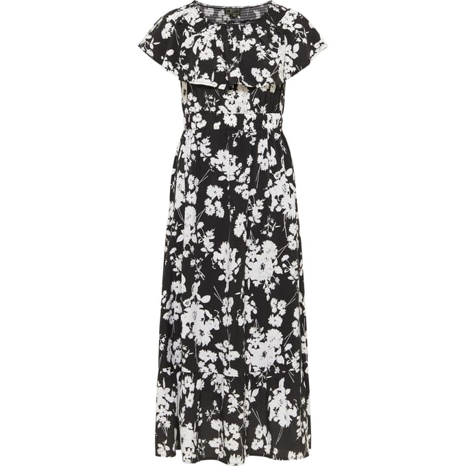 faina midi-jurk met allover-print mioki