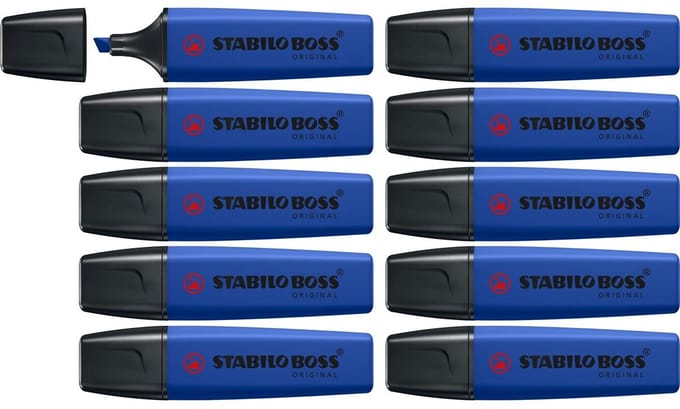 STABILO BOSS ORIGINAL - Markeerstift - Wildflower - Ultramarijn blauw - Doos 10 Stuks
