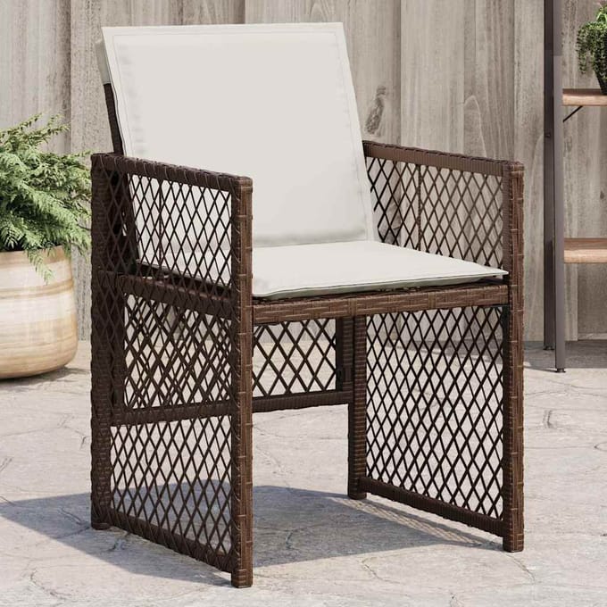 vidaXL - Tuinstoelen - 4 - st - met - kussens - poly - rattan - bruin