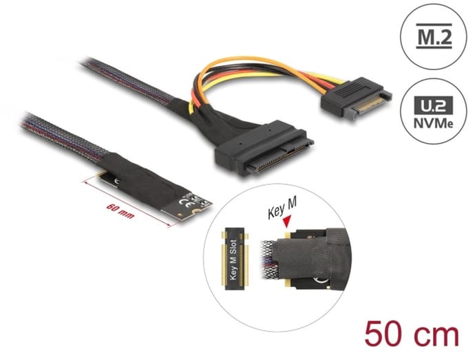 Delock M.2 Key M to U.2 SFF-8639 NVMe Adapter with 50 cm cable