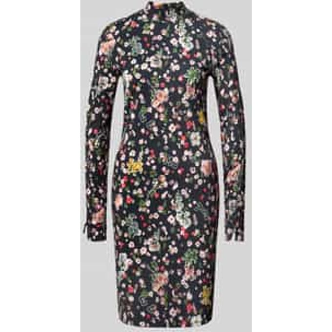 Slim Fit midi-jurk met opstaande kraag