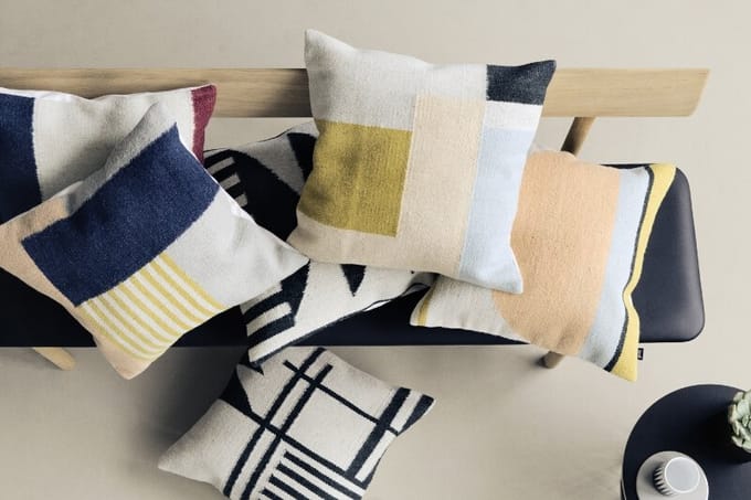 Ferm Living - Kelim kussen - Kwadraten - meerkleurig