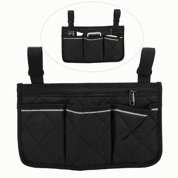 Draagbare Zijleuning Multi-Pocket Opbergtas Pouch met Reflecterende Strip(zwart ) black