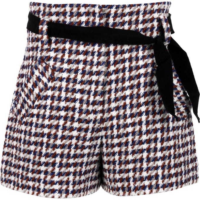 Maje shorts met hoge taille en riem in veelkleurig katoen