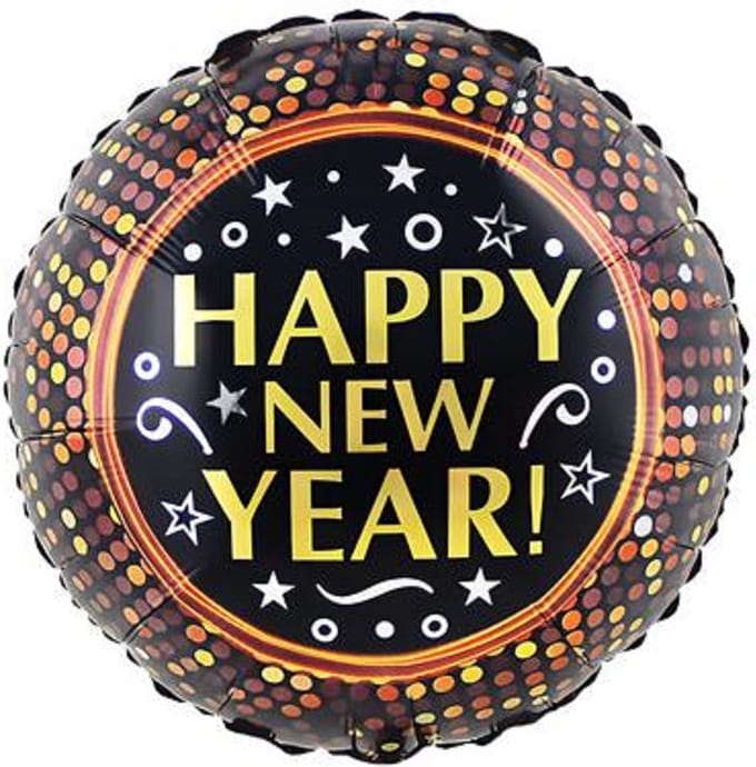 Folieballon Happy New Year Stippen (45cm)