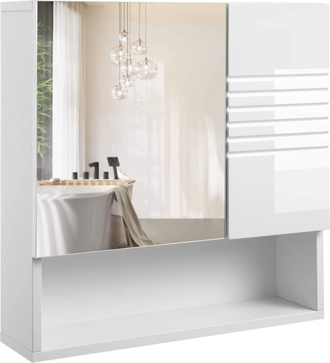 Hoppa! Spiegelkast - Wit - MDF - 54 x 15 x 55 cm (l x b x h)