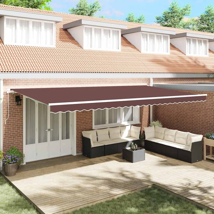 vidaXL - Luifel - handmatig - uittrekbaar - 600x300 - cm - bruin
