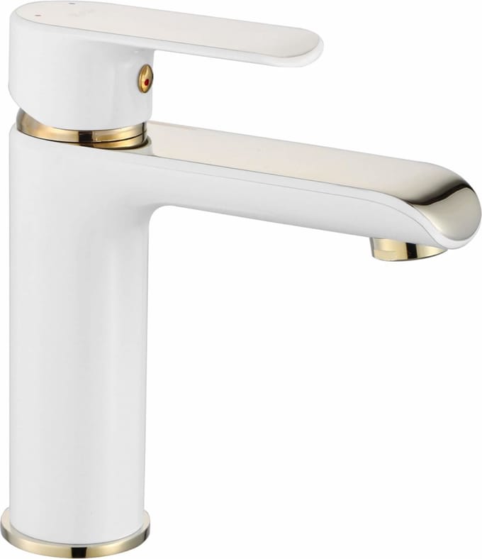 Rea Bloom White/Gold Low - Wastafelkraan - Wit/Goud