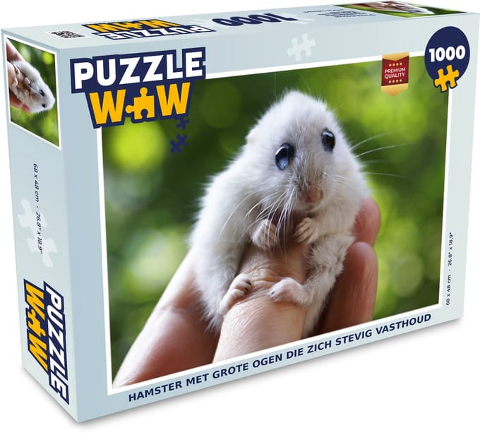 Puzzel Hamster met grote ogen die zich stevig vasthoud - Legpuzzel - Puzzel 1000 stukjes volwassenen