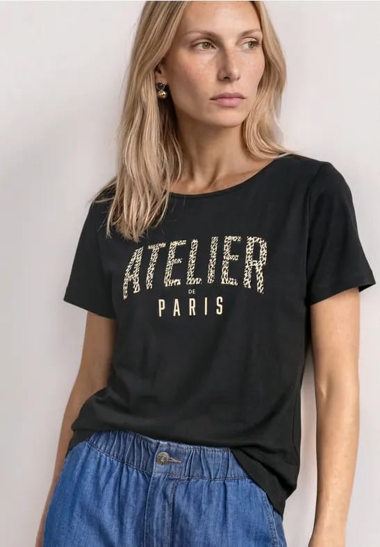Shirt met ronde hals en opdruk op de voorkant