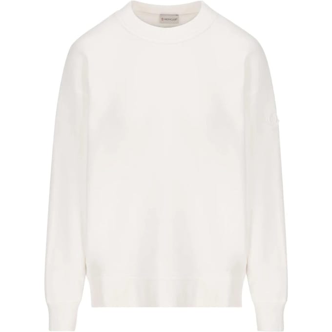 Moncler gedetailleerd logo op de achterkant van het witte sweatshirt