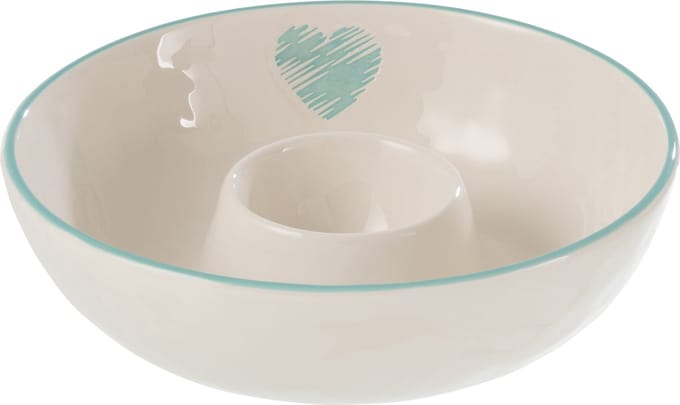 J-Line schaal Dip Apero - keramiek - wit/blauw