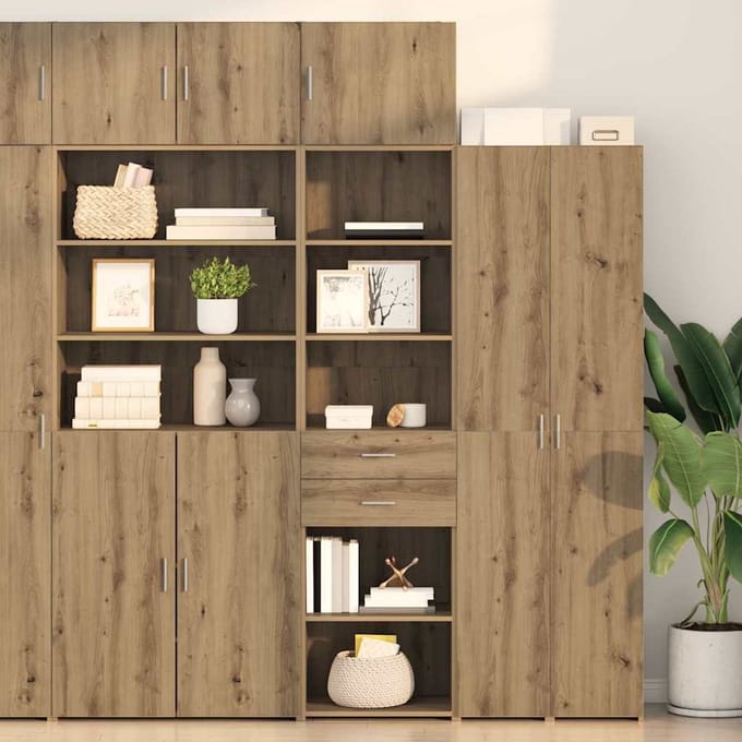 vidaXL - Highboard - Artisan - Eiken - 50 - x - 42,5 - x - 225 - cm - Bewerkt - hout