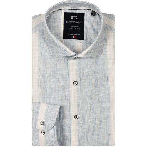 Giordano Overhemd Row Cotton Linnen Blend Mélange Licht Blauw / male
