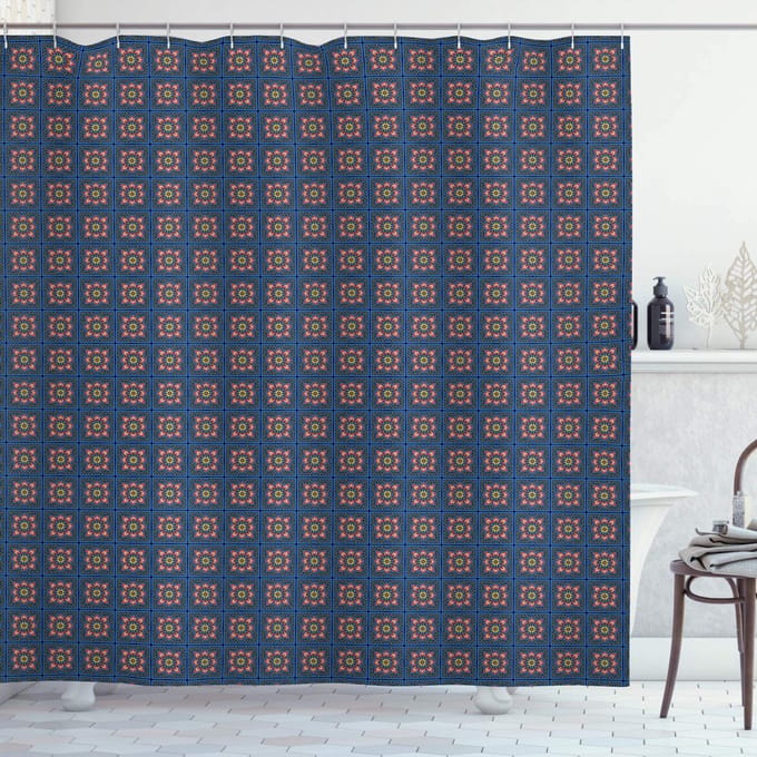 ABAKUHAUS Douchegordijn – Marokkaans Floraal – 175 × 180 cm – Polyester