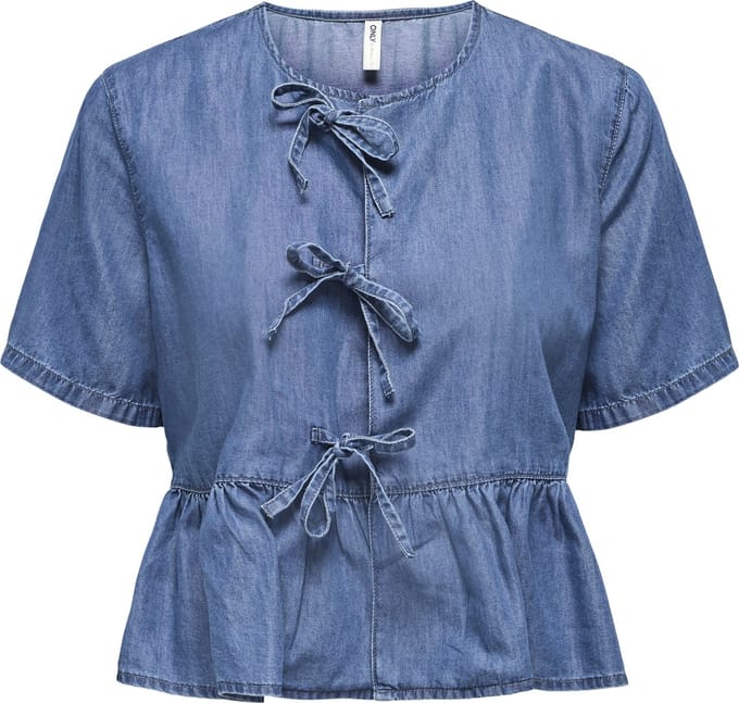ONLY - ONLBEA SS BOW DNM SHIRT BJ - Dames - Blouses