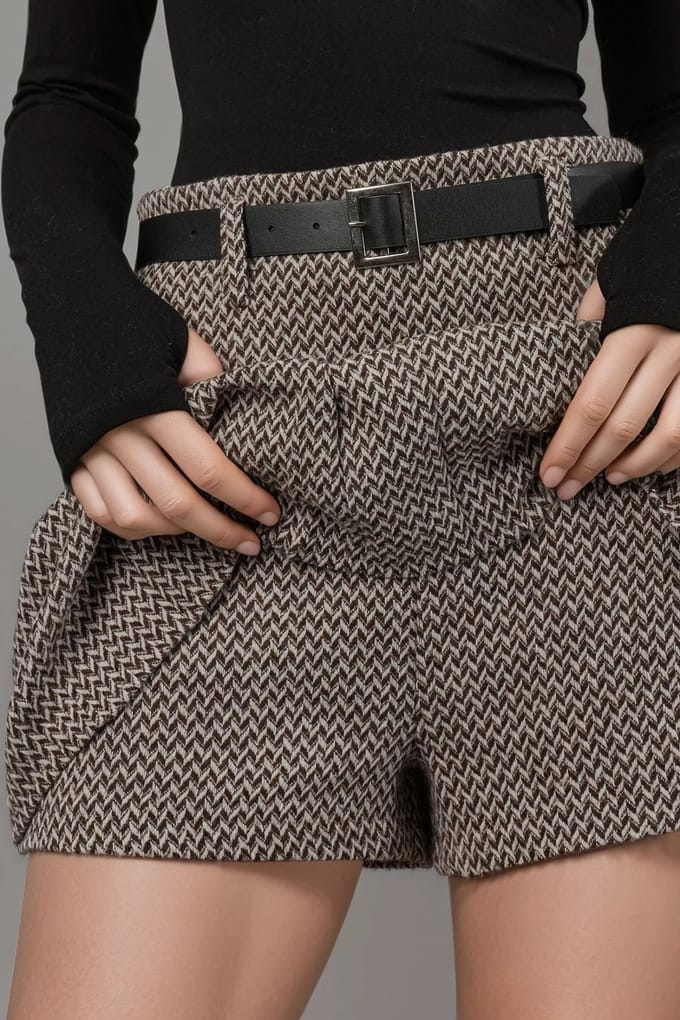 Hoge Taille Gelaagde Mini Skorts