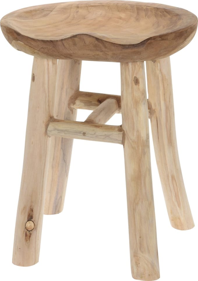 H&S Collection Krukje - teak hout - lichtbruin - D35 x H42 cm