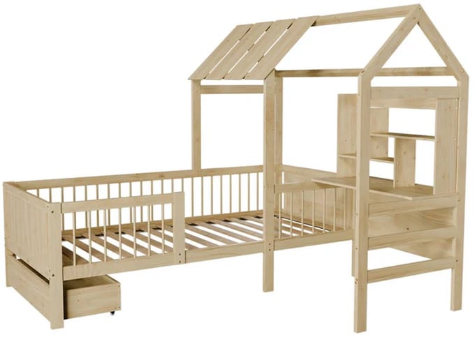 Kinderbed Yari - Incl. Tafel en Lade - Naturel