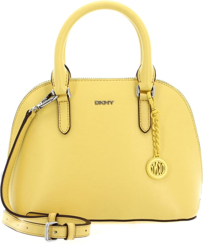 DKNY Leren Schoudertas Handtas Bryant Dome Satchel Bag Spring Yellow Geel