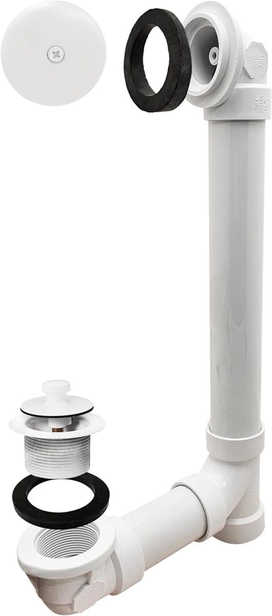 Bad Afvoer & Overloop - Badafvoer Kit - Badkamer Afwerking - Eén Gat Voorplaat - 1-1/2 inch - Wit