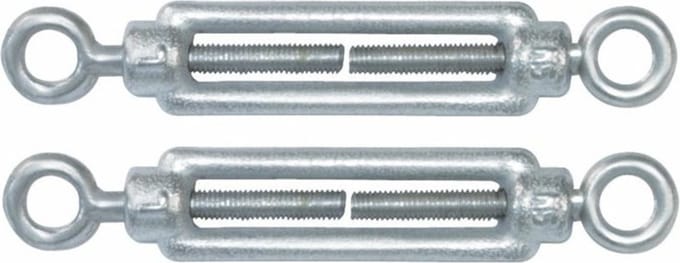 AMIG Spanschroeven/draadspanner met oog/oog - 2x - 7cm - verzinkt staal - 100kg - M5 schroefdraad