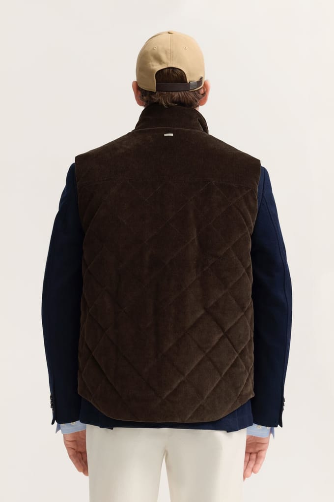 Bugatti Herren Corduroy vest met opstaande kraag en drukknopen