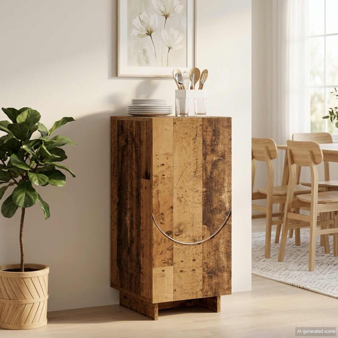 vidaXL - Dressoir - Oud - hout - 33,5 - x - 34,5 - x - 75 - cm - Bewerkt - hout